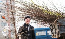 Чоловік тримає гілку.