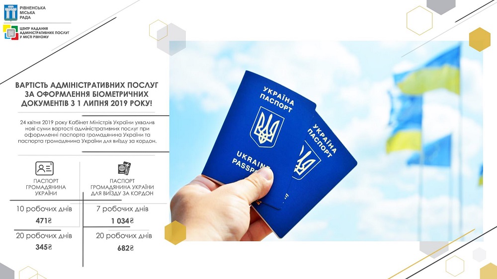 З 1 липня 2019 року зміниться вартість адміністративних послуг за оформлення біометричних документів!