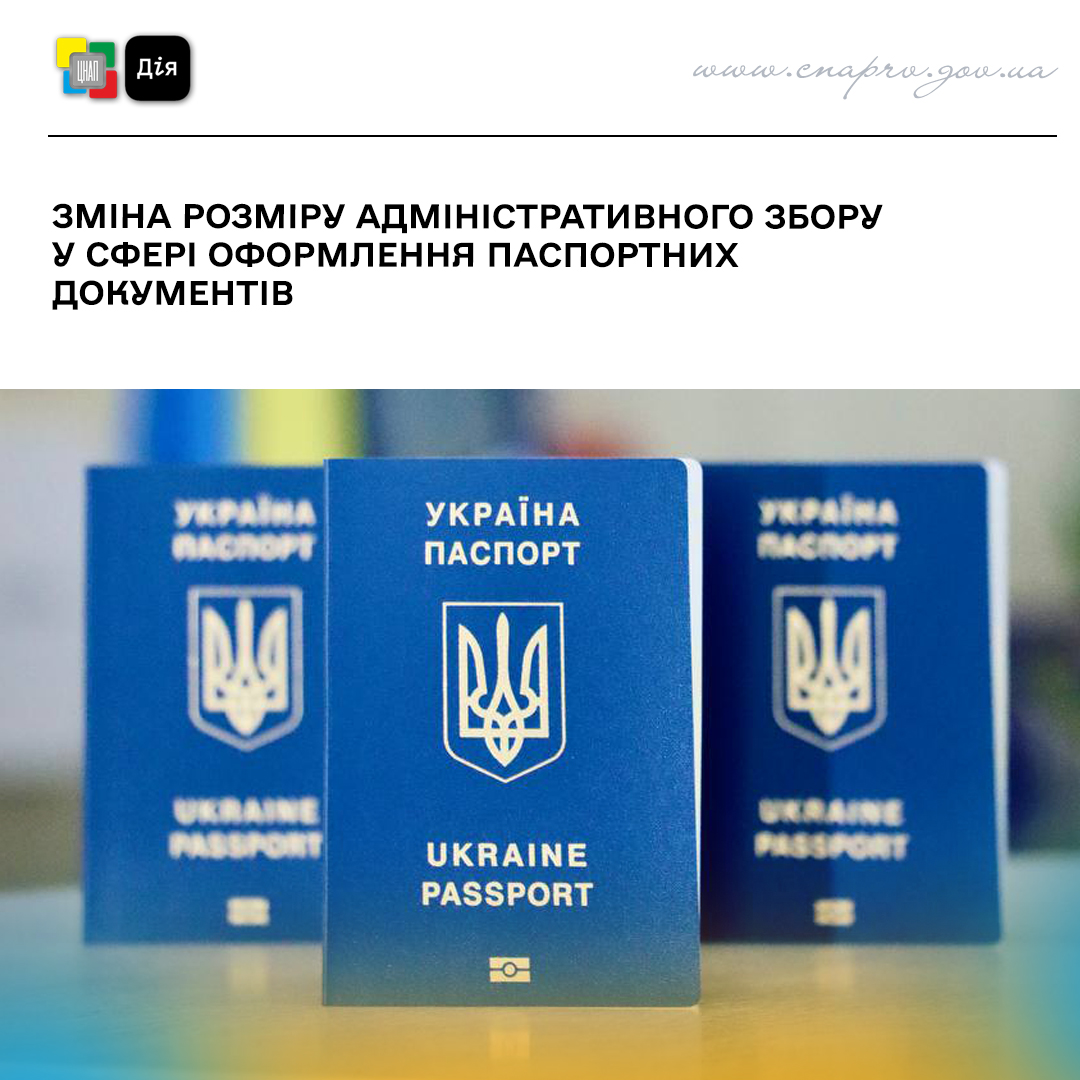 Зміна розміру адміністративного збору за оформлення паспортних документів
