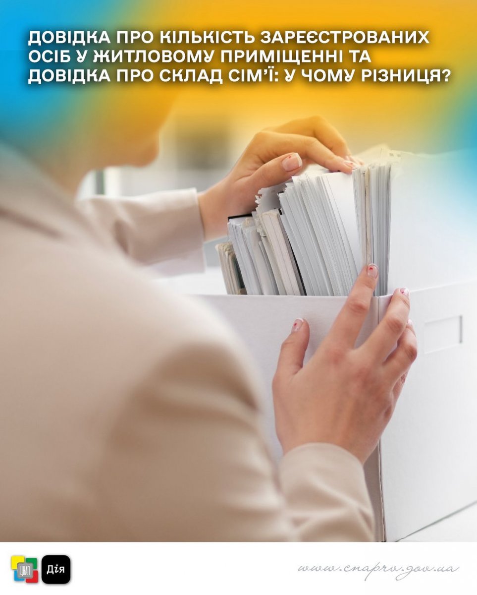ЦНАП | Довідка про кількість зареєстрованих осіб у житловому приміщенні та  довідка про склад сім'ї: у чому різниця?