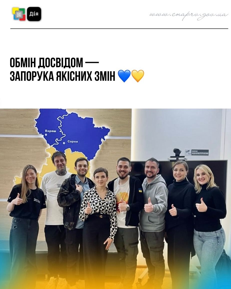 Групове фото на фоні карти Рівненщини.